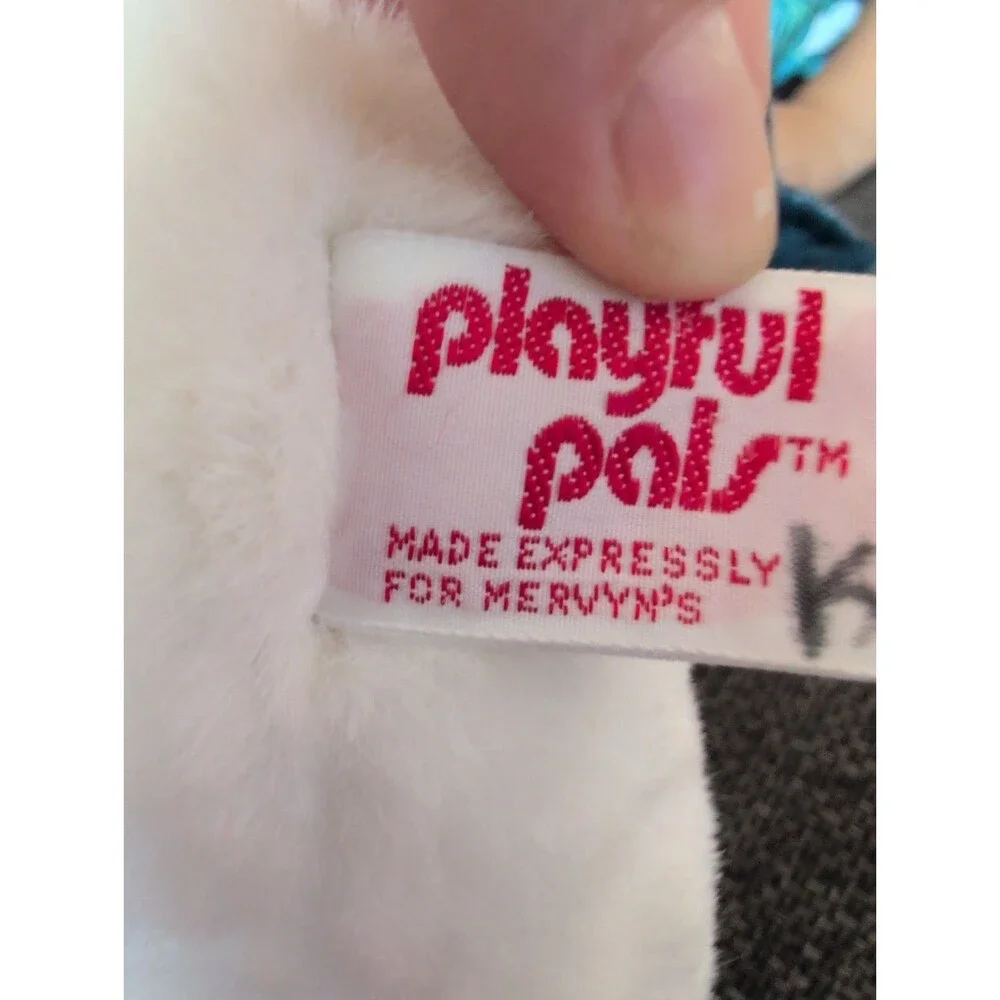 Rare Playful Pals Made Expressly for Mervyn's White Teddy Bear Plush Stuffed VTG